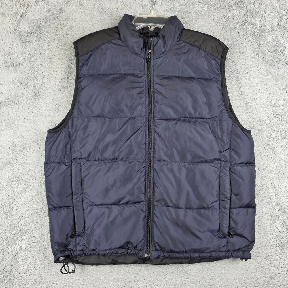 Eddie Bauer Goose Down Puffer Vest Men Medium Navy Blue Ripstop Full Zip Outdoor